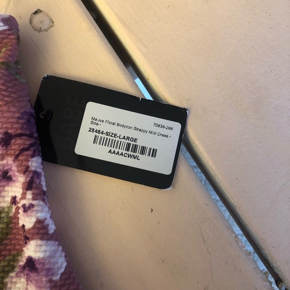 Mauve Floral Bodycon Midi Dress size L - Picture 4 of 6